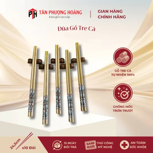 Đũa Gỗ Tre Cá Tự Nhiên 23-25cm Chất Lượng Cao