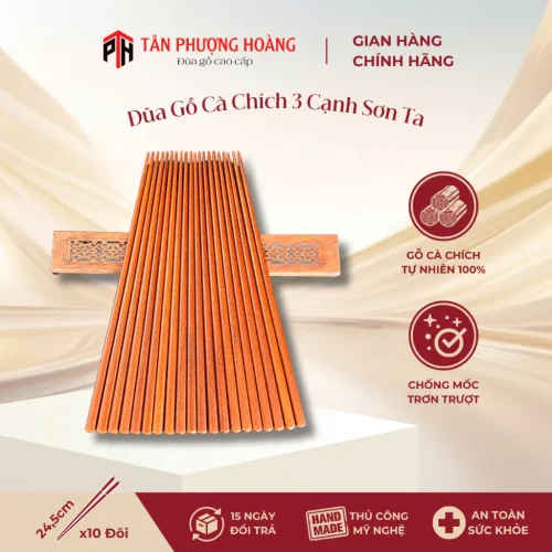 Đũa Gỗ Cà Chích Vuông Trơn Sơn Ta Gỗ Tự Nhiên 23.5cm Chất Lượng Cao