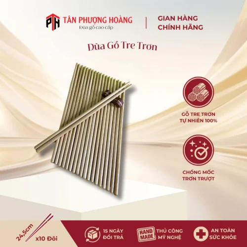 Đũa Gỗ Tre Trơn Tự Nhiên 23-25cm Chất Lượng Cao